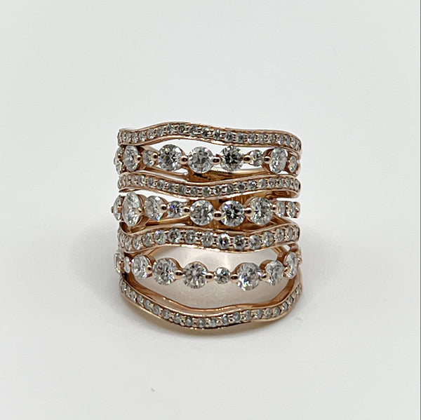 Multi-Row Diamond Rose Gold Ring