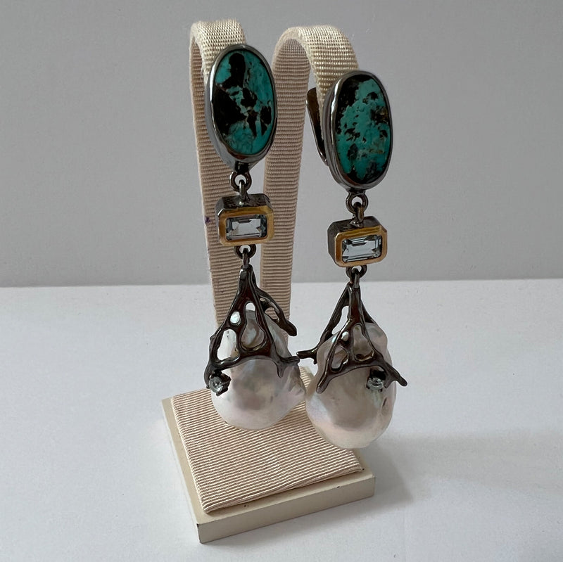 Turquoise/ Pearl hanging earring